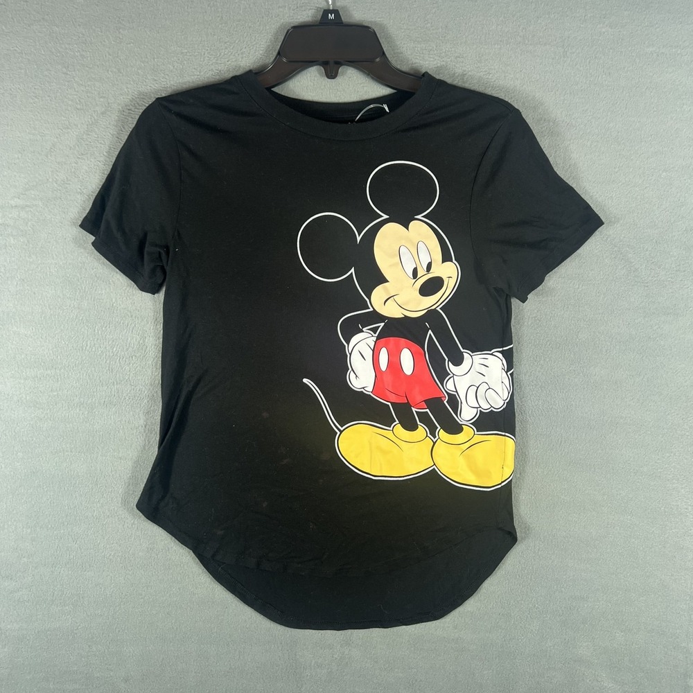 Disney Mickey Minnie Mouse Kids T-Shirt Black Short Sleeve‎ Graphic Tee Size M